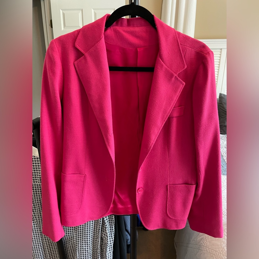 Vintage Larry Levine hot pink linen blazer